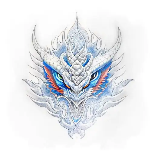 blue dragon line tattoo design idea