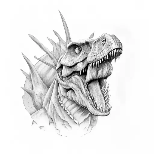 trex skull tattoo design idea