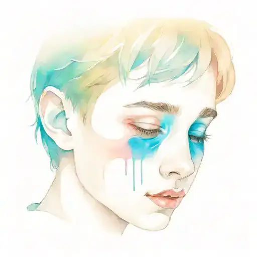 Crying Teen Boy lost tattoo design idea
