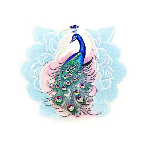 long peacock tattoo design idea