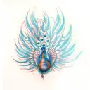 long peacock tattoo design idea