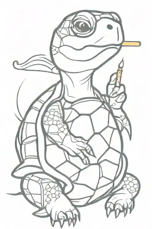 turtle smoking a joint tattoo design idea