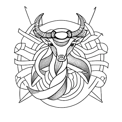 cancer ribbon with Taurus star sign tattoo design idea