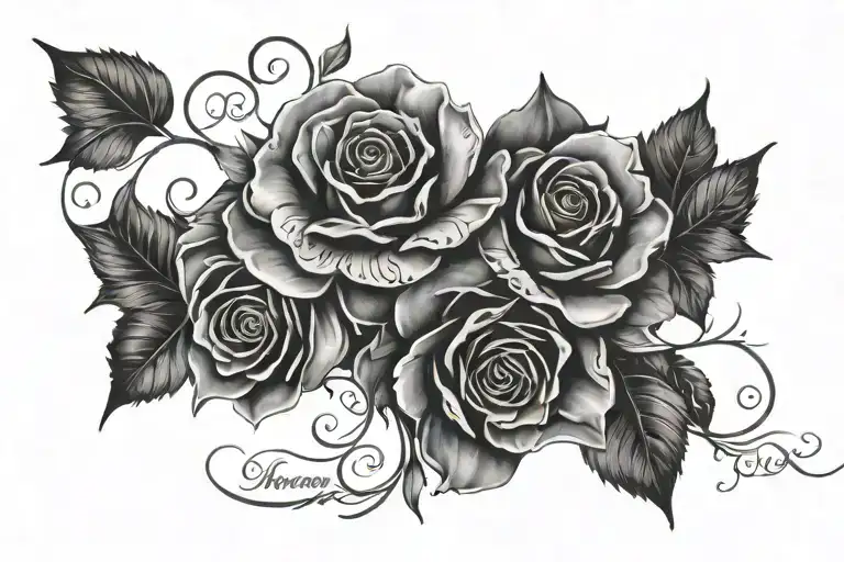 daughters names with dates arranged tattoo design idea