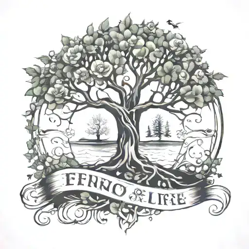 infinity tree of life & zero fucks given tattoo design idea