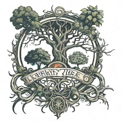 infinity tree of life & zero fucks given tattoo design idea