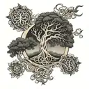 infinity tree of life & zero fucks given tattoo design idea