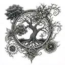 infinity tree of life & zero fucks given tattoo design idea