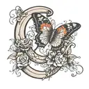 Horseshoe and Butterfly tattoo design idea
