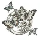 Horseshoe and Butterfly tattoo design idea