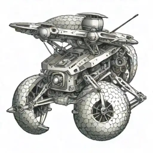 A drone with a golfball as the center.  Possibly using golf clubs for the propellers tattoo design idea