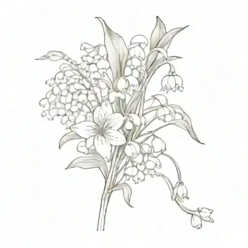 lily of the valley and honeysuckle flowers tattoo design idea