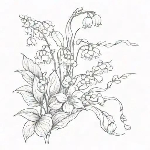 lily of the valley, hawthorn, rose, and honeysuckle  tattoo design idea