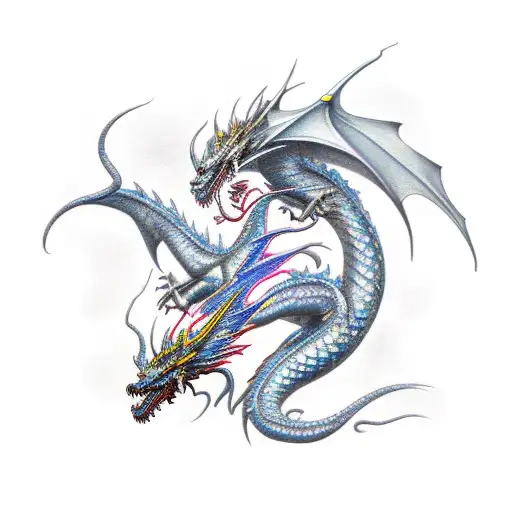 Surrealism "Lightning Dragon" Tattoo Idea BlackInk AI