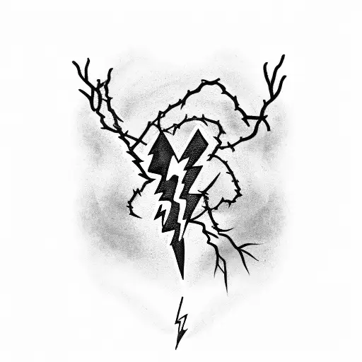 Lightning Bolt with barbed wire and a snake and bonehand tattoo design idea