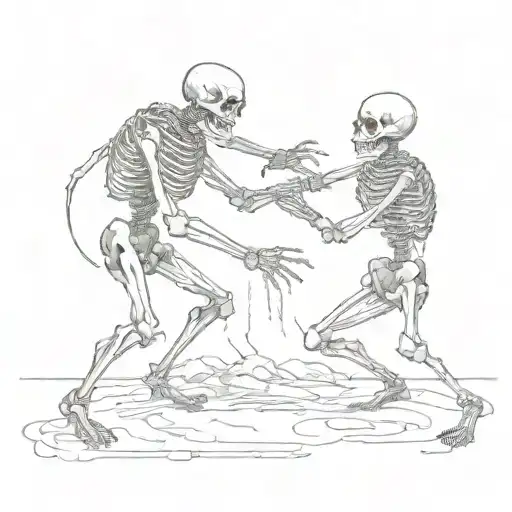 skeletons wrestling match tattoo design idea
