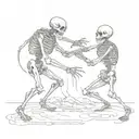 skeletons wrestling match tattoo design idea