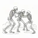 skeletons wrestling match tattoo design idea