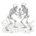 skeletons wrestling match tattoo design idea