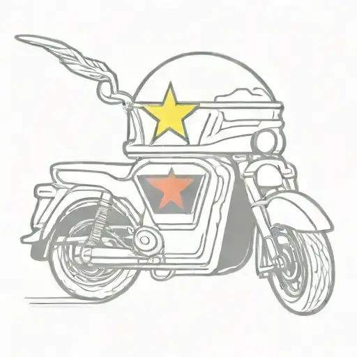 motorcycle helmet with Vietnam flag with traditional Vietnamese hat on top tattoo design idea