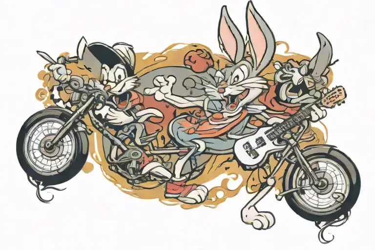 bugs bunny rocking out to heavy metal tattoo design idea