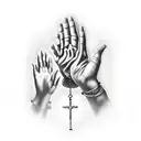 hands praying with rosary in hands satanic influence  tattoo design idea