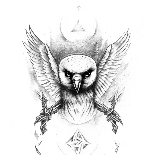 wizard spellbook with barnowl sitting atop tattoo design idea
