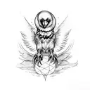 wizard spellbook with barnowl sitting atop tattoo design idea