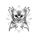 wizard spellbook with barnowl sitting atop tattoo design idea