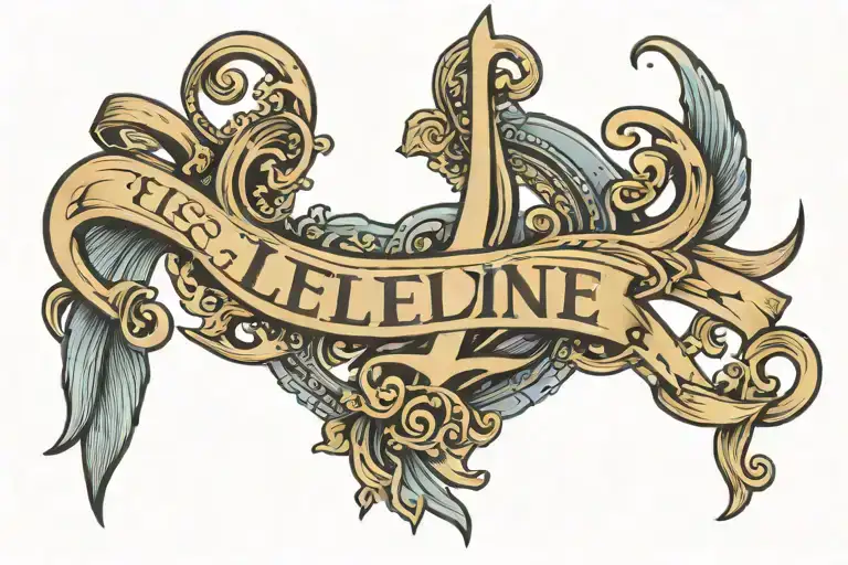 name tattoo with a lifeline symbol incorporated tattoo design idea