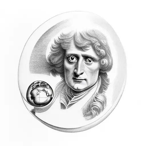 isaac Newton carrying the world under an Apple tree tattoo design idea