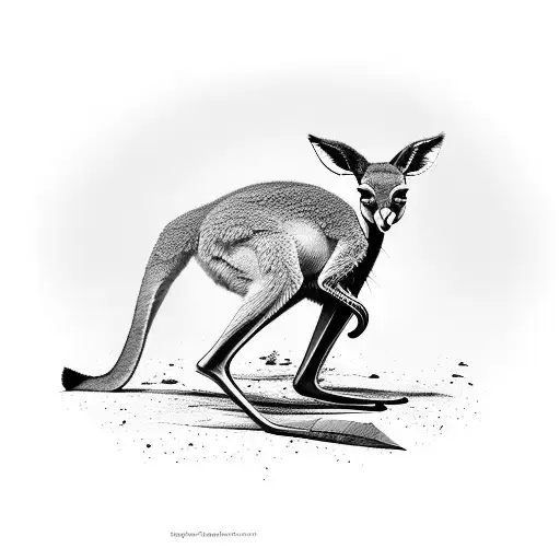 kangaroo and emu with Australian flag in the background tattoo design idea