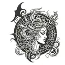 Hel goddess minimalistic tattoo design idea