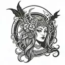 Hel goddess minimalistic tattoo design idea