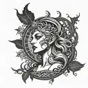 Hel goddess minimalistic tattoo design idea