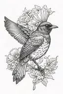 american robin flying tattoo design idea