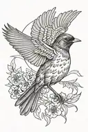 american robin flying tattoo design idea