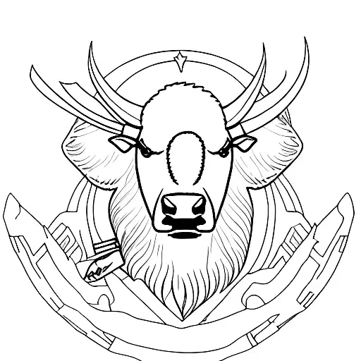 buffalo with a weapon tattoo design idea