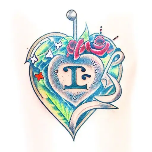 create a heart with letters C F M tattoo design idea