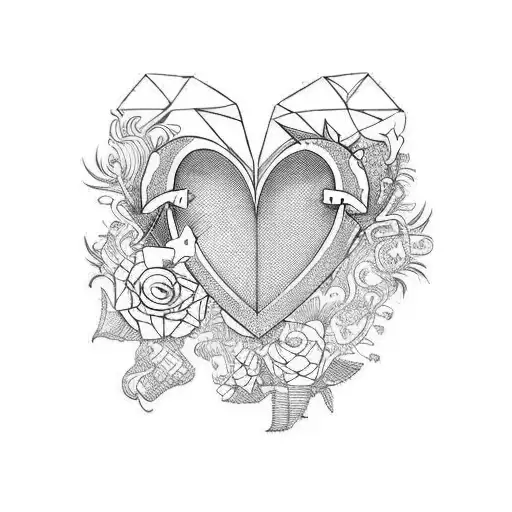 corazón formado con las letras C F M tattoo design idea