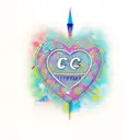 corazón formado con las letras C F M tattoo design idea