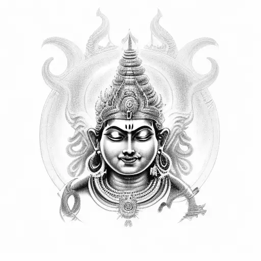 Brahma Vishnu Shiva as three heads  tattoo design idea