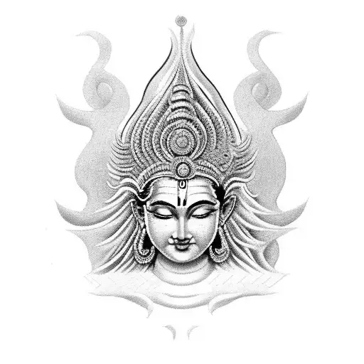 Brahma Vishnu Shiva as three heads  tattoo design idea