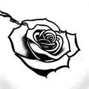 Rose + snake + necklace tattoo design idea
