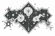 Big dipper constellation with different star shapes tattoo design idea