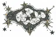 Big dipper constellation with different star shapes tattoo design idea