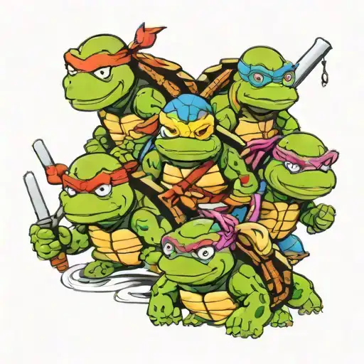simpsons ninja turtles all tattoo design idea