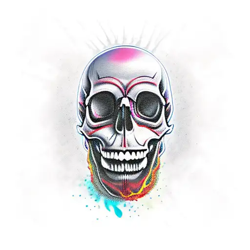 screaming skull on fire with engine parts tattoo design idea