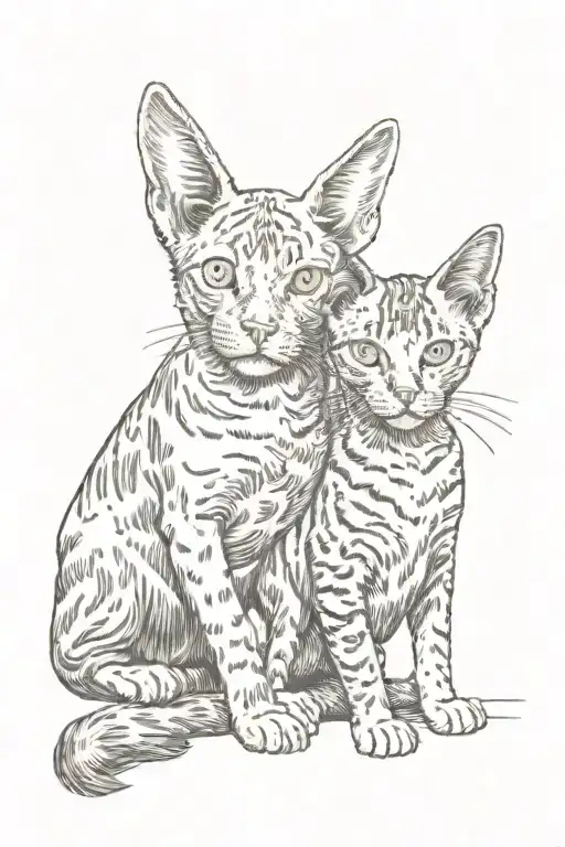 small dog with floppy ears and tabby cat tattoo design idea