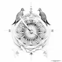 Rose, Roman numerals, clock, family, doves, angels  tattoo design idea